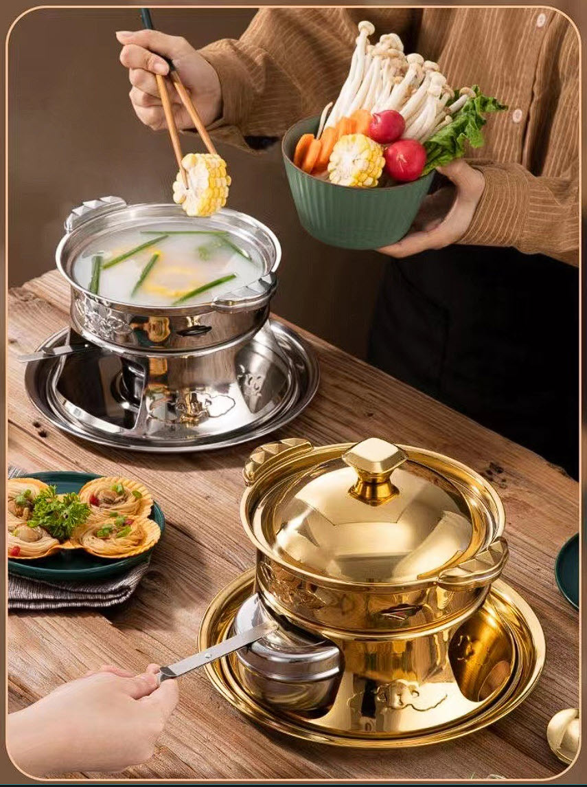 Nồi lẩu 1 người 17cm kèm bếp cồn inox 304 CCD014