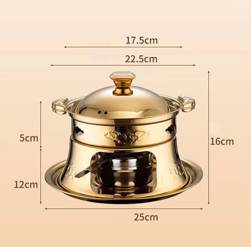 Nồi lẩu 1 người 17cm kèm bếp cồn inox 304 CCD014