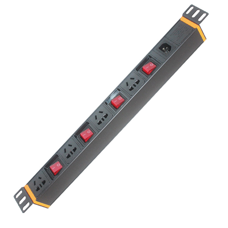 Thanh nguồn PDU ổ cắm tủ rack 4 cổng vỏ nhôm quản lý nguồn riêng socket C14 XTE441