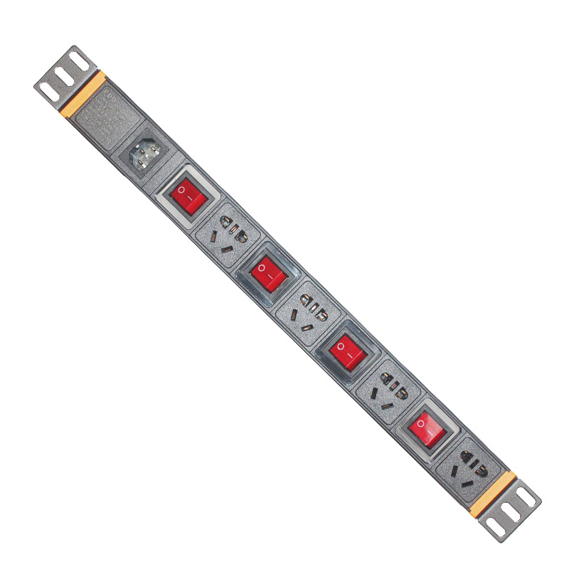 Thanh nguồn PDU ổ cắm tủ rack 4 cổng vỏ nhôm quản lý nguồn riêng socket C14 XTE441