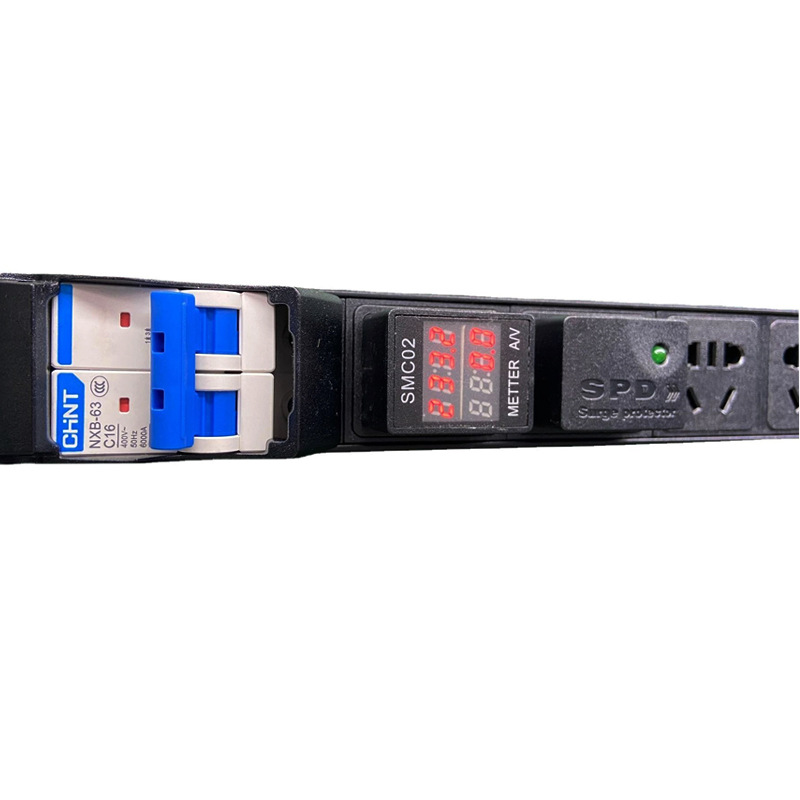 Thanh nguồn PDU ổ cắm tủ rack 13 cổng, 4USB, mạch chống sét, CB quản lý nguồn XTE451
