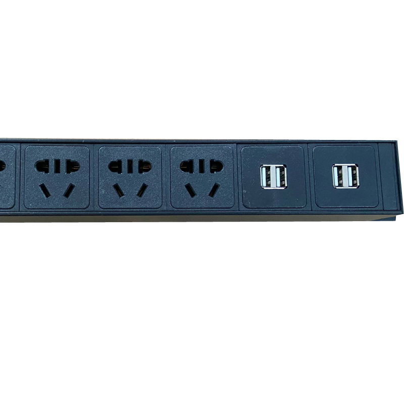Thanh nguồn PDU ổ cắm tủ rack 13 cổng, 4USB, mạch chống sét, CB quản lý nguồn XTE451