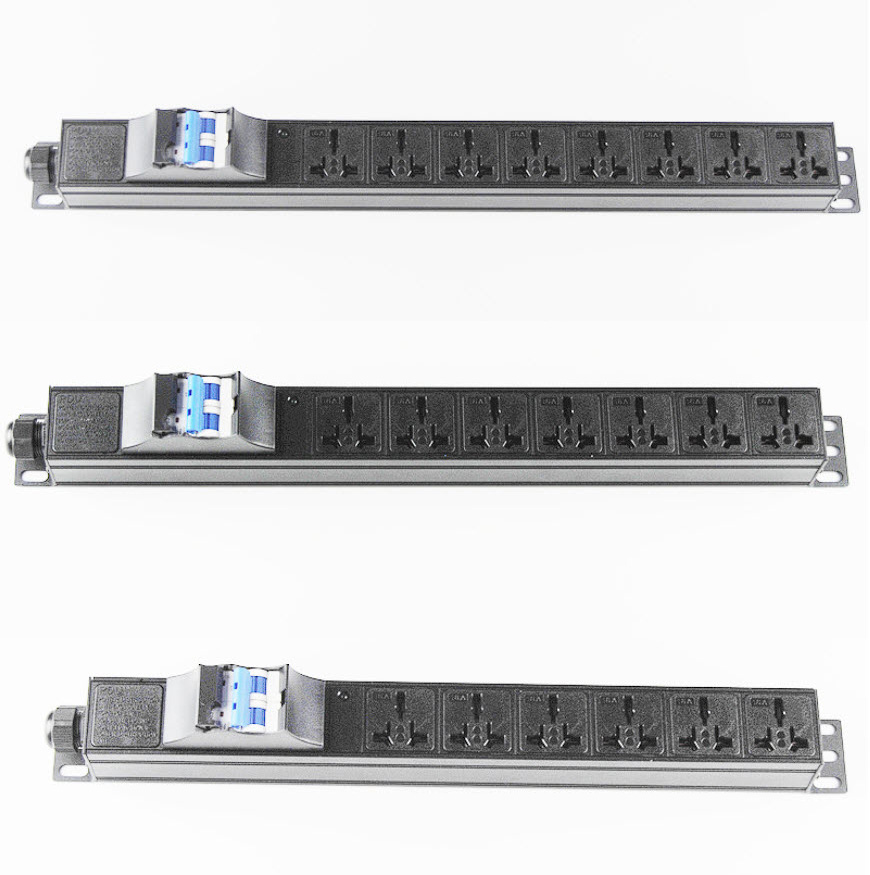 Thanh nguồn PDU ổ cắm tủ rack 3 - 8 cổng quản lý nguồn bằng CB XTE453