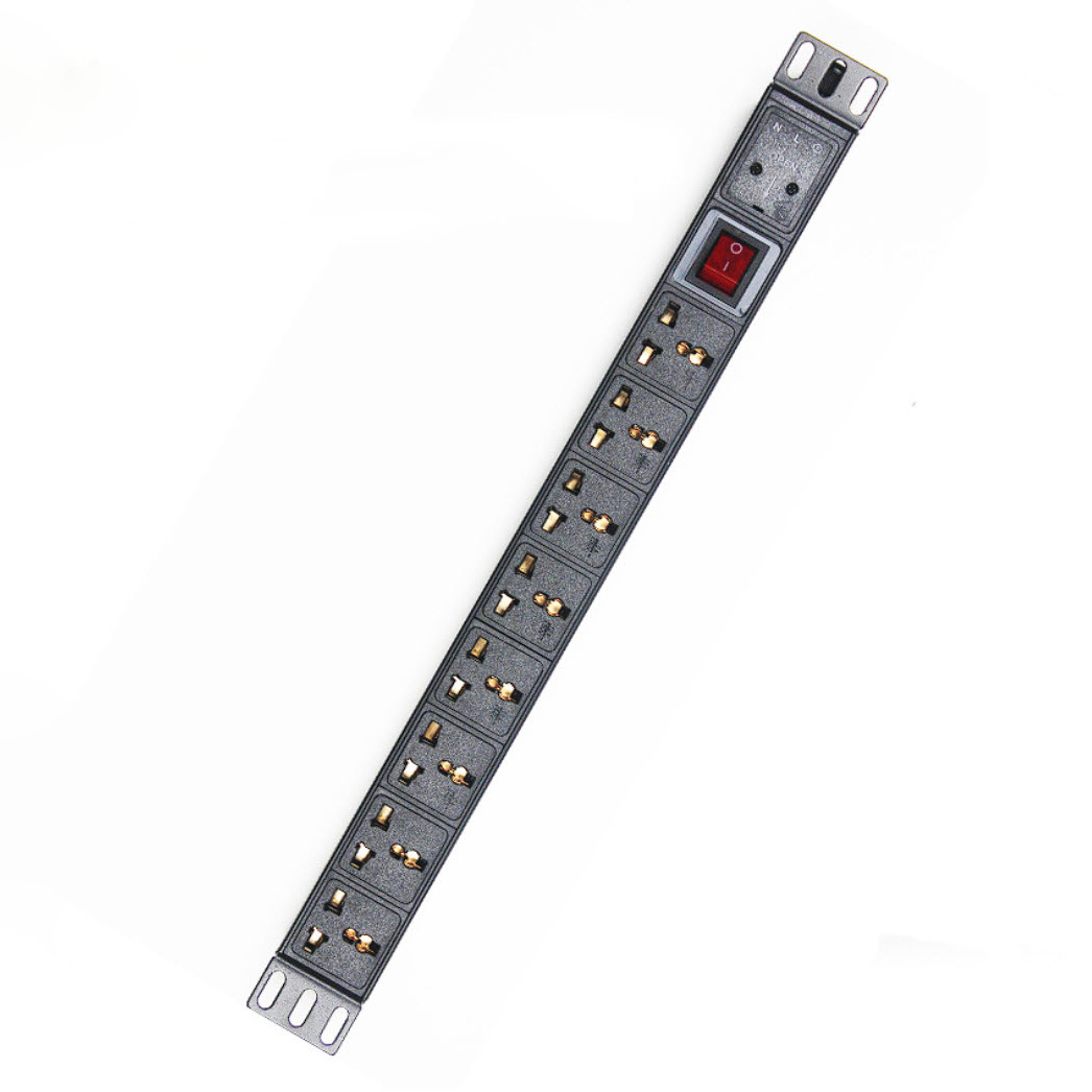 Thanh nguồn PDU ổ cắm tủ rack 8 cổng 10A có công tắc nguồn XTE416