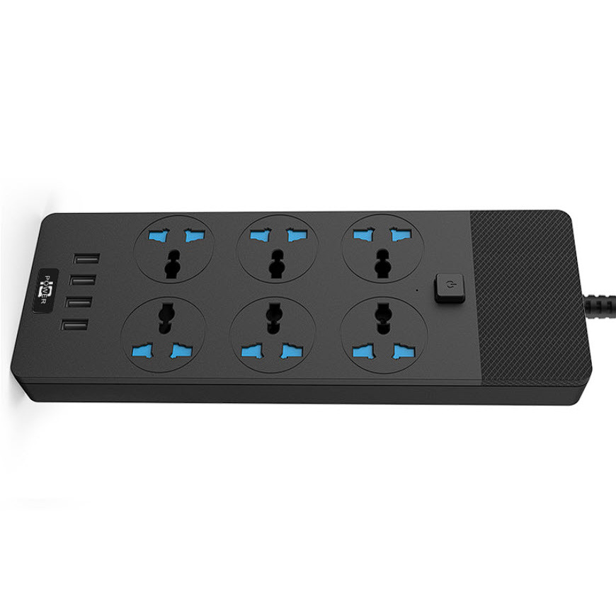 Ổ cắm điện đa năng 6 ổ 4 USB tải 3000W 13A T13