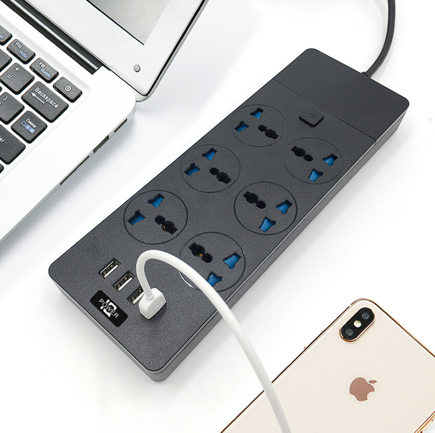 Ổ cắm điện đa năng 6 ổ 4 USB tải 3000W 13A T13