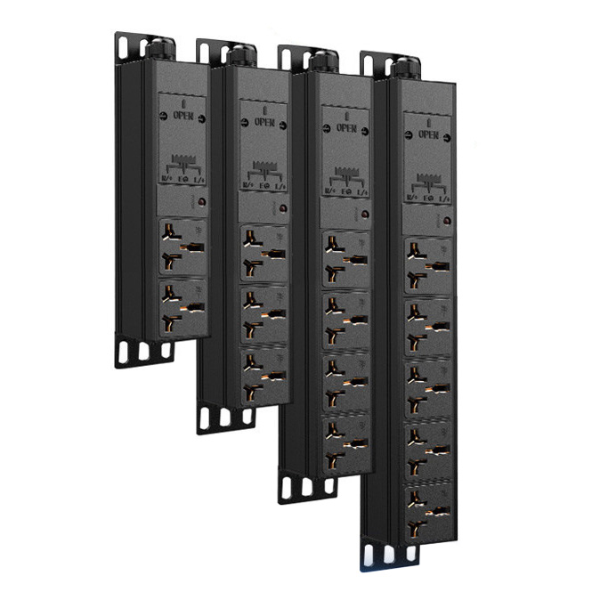 Thanh nguồn PDU ổ cắm tủ rack 2-12 cổng, chịu tải 8000-16000W vỏ nhôm SY011