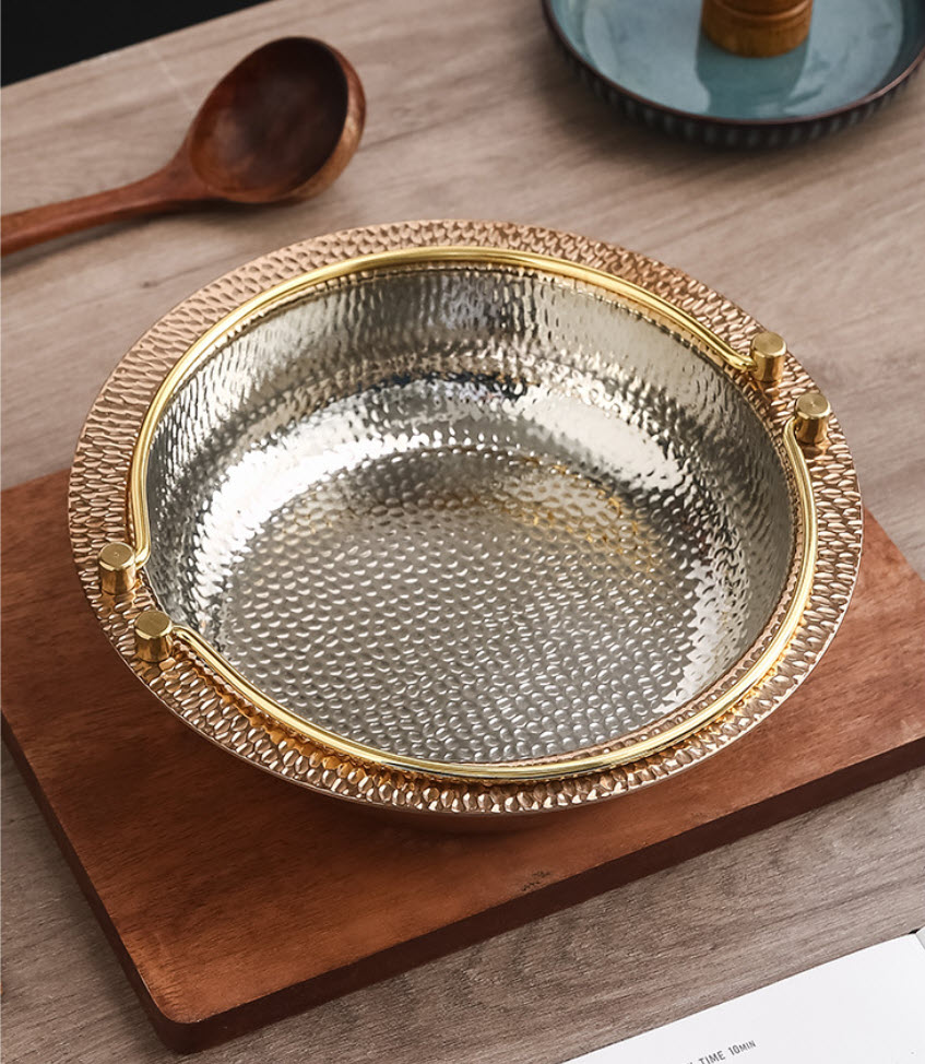 Nồi lẩu 2 ngăn inox 304 vân búa quai sách size 20-30cm SCYU2