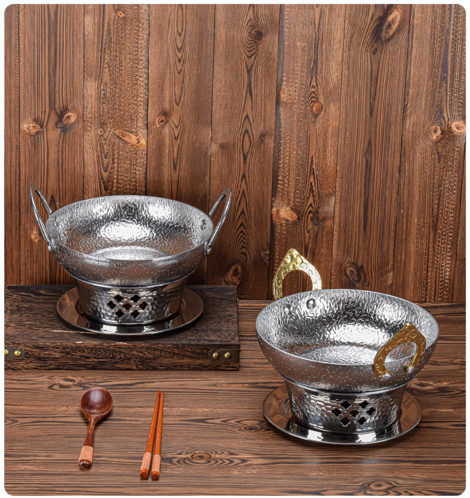 Bộ nồi lẩu bếp cồn inox 304 hoa văn bông tuyết 18-28cm SE11