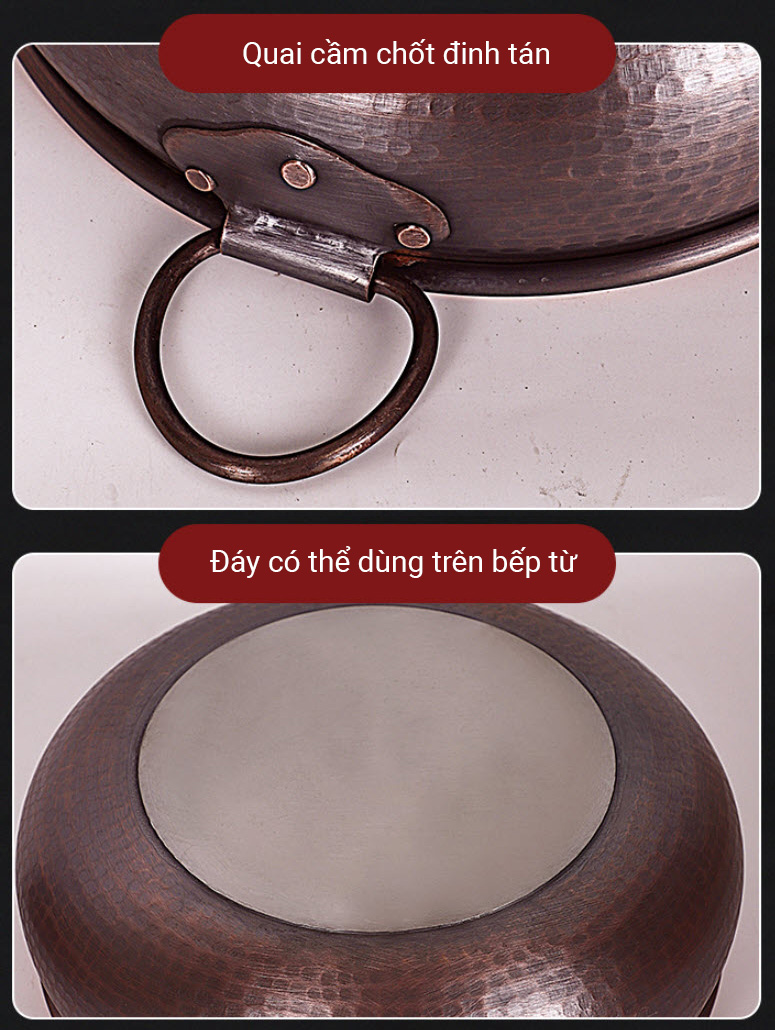 Nồi lẩu đồng nguyên chất rèn tay thủ công size 28-28cm XTD11