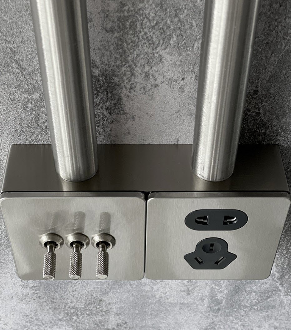 Công tắc ổ cắm gắn tường mặt inox phong cách retro silver HOD14 type 86