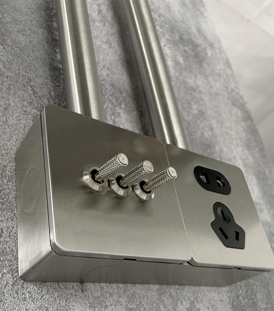 Công tắc ổ cắm gắn tường mặt inox phong cách retro silver HOD14 type 86