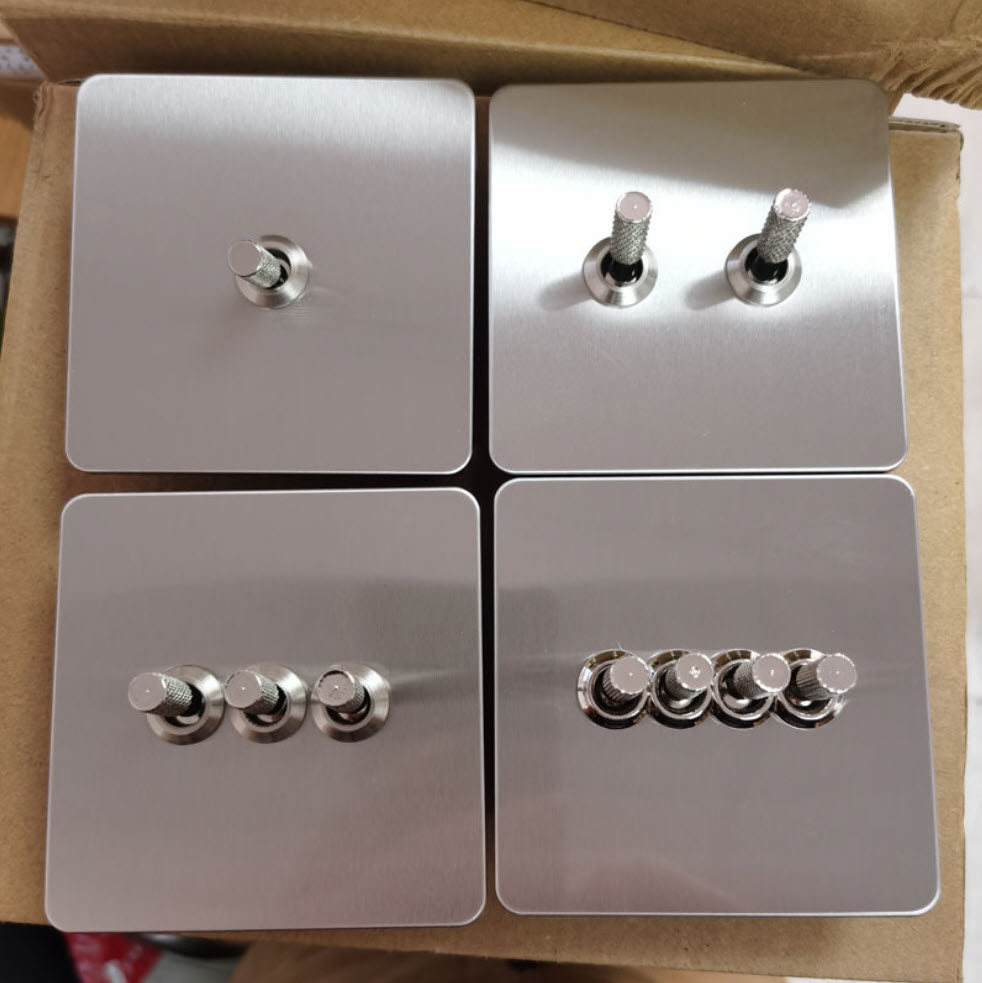 Công tắc ổ cắm gắn tường mặt inox phong cách retro silver HOD14 type 86