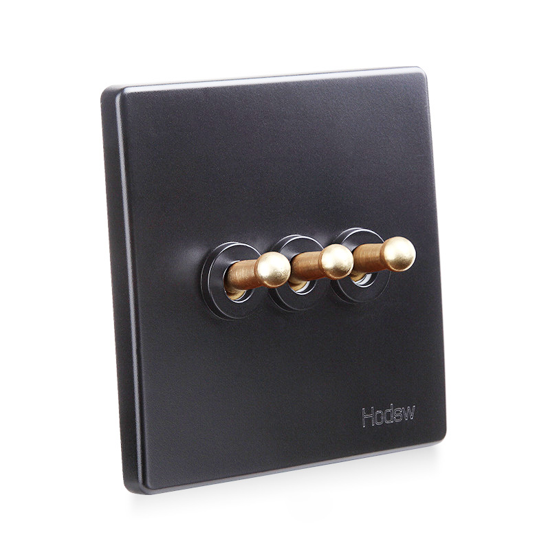 Công tắc ổ cắm âm tường mặt đen nhựa PC HOD16 type 86