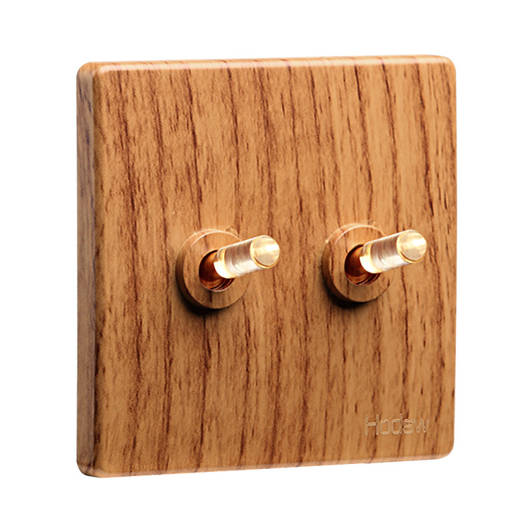 Công tắc ổ cắm âm tường vân gỗ HOD21 toggle bằng pha lê
