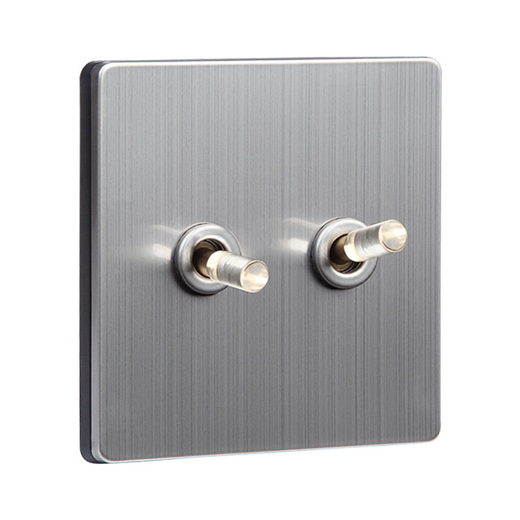 Công tắc ổ cắm âm tường mặt inox toggle đồng đính pha lê HOD24 type 86
