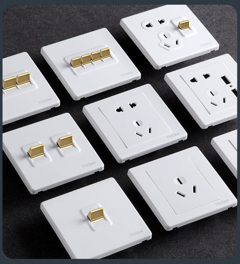 Công tắc ổ cắm âm tường mặt PC toggle hợp kim nhôm HOD30 type 86
