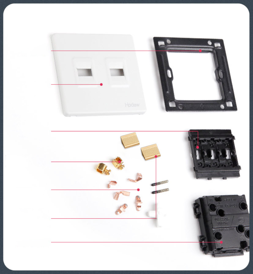Công tắc ổ cắm âm tường mặt PC toggle hợp kim nhôm HOD30 type 86