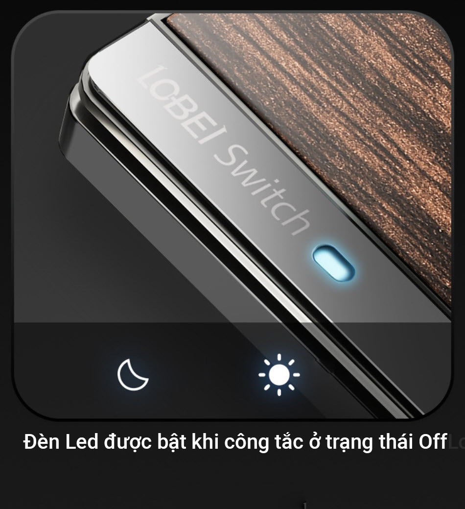 Công tắc ổ cắm âm tường mặt gỗ đèn báo led TEP F30 type 86