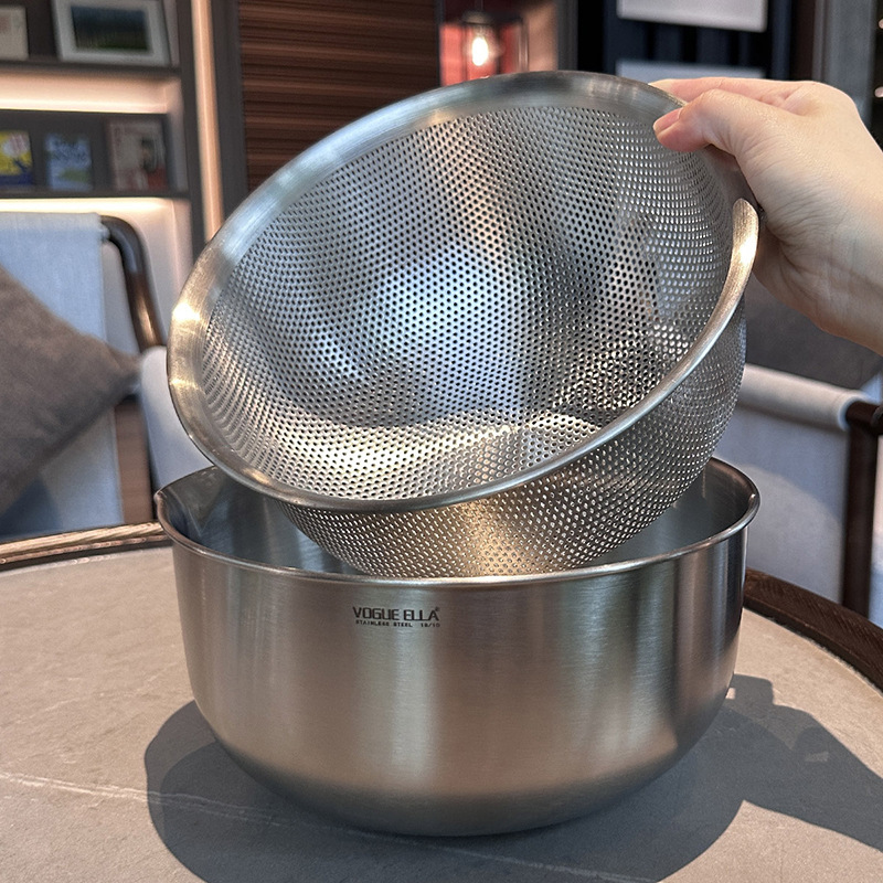 Rổ vo gạo inox 316 thố đánh trứng trộn bột đa năng KQ015