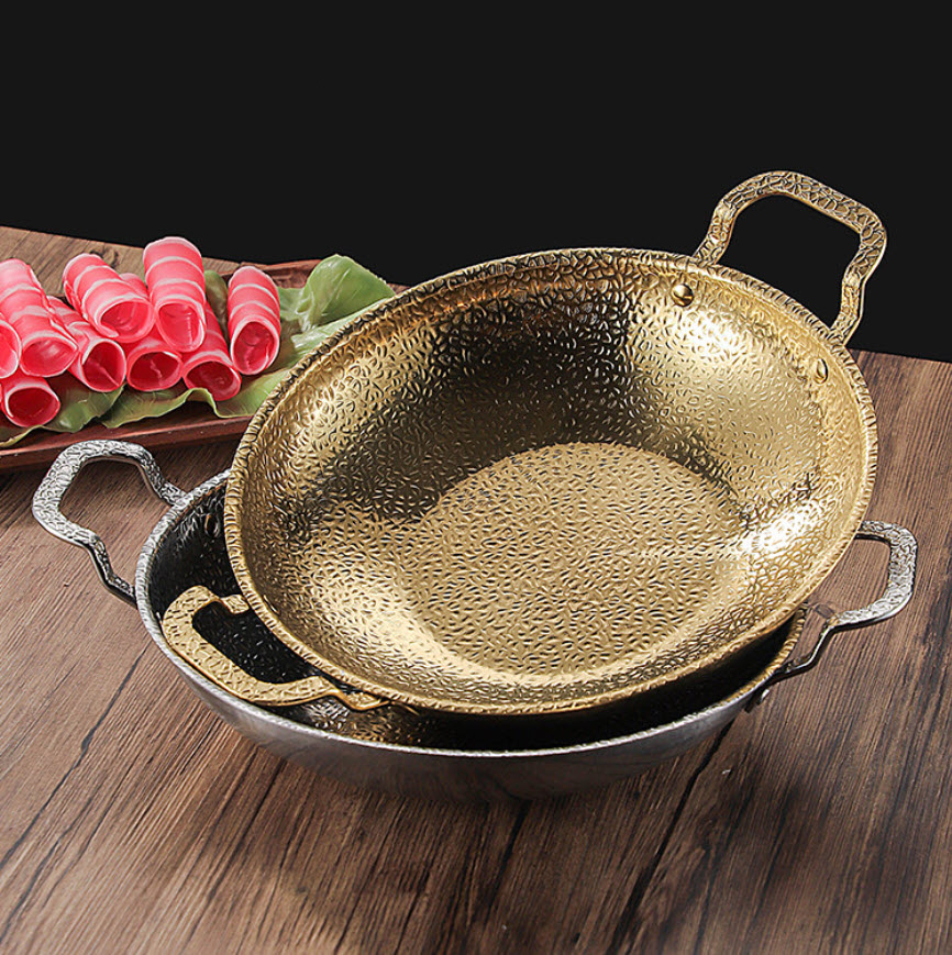 Nồi đựng seafood nồi lẩu nhúng vân búa inox 201 CCD016