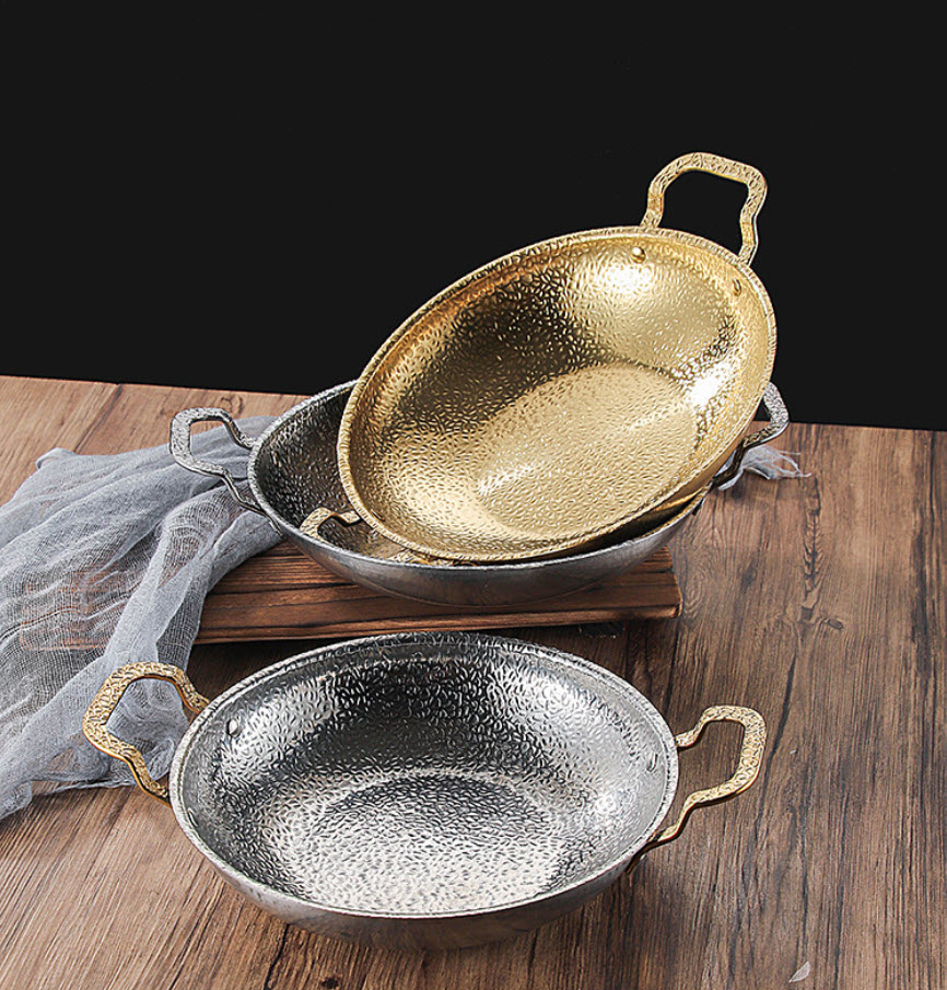 Nồi đựng seafood nồi lẩu nhúng vân búa inox 201 CCD016