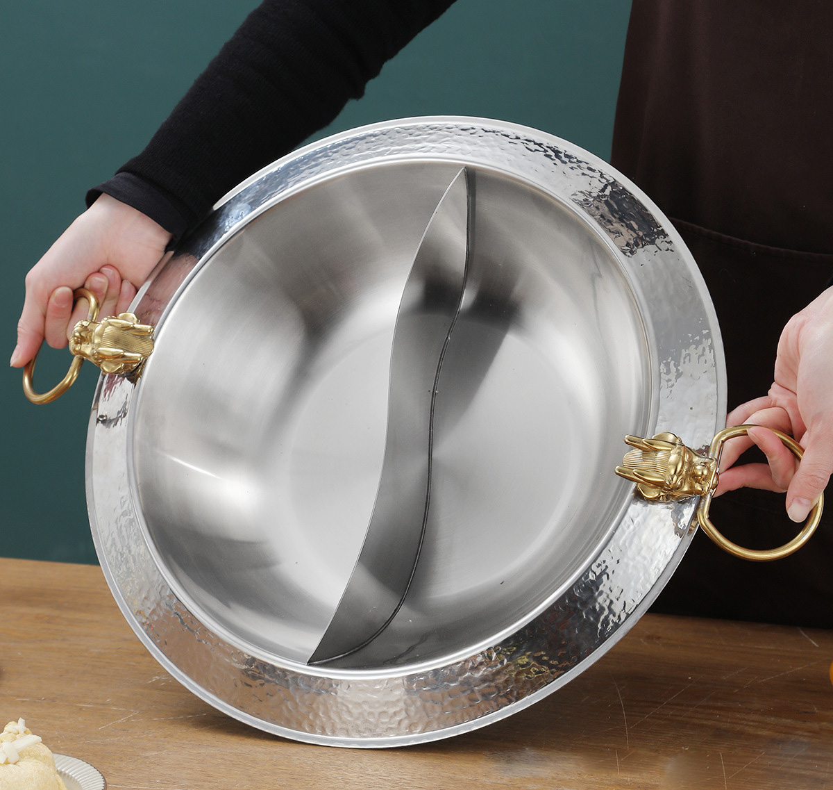 Nồi lẩu inox 304 đầu Rồng dáng vát size 30-36cm GDY012