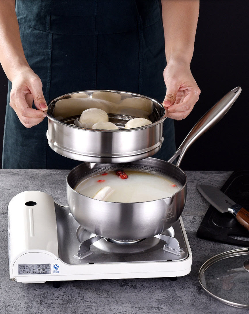 Nồi nấu sữa nồi chiên hấp đa năng inox 316 chống dính tổ ong CCD022