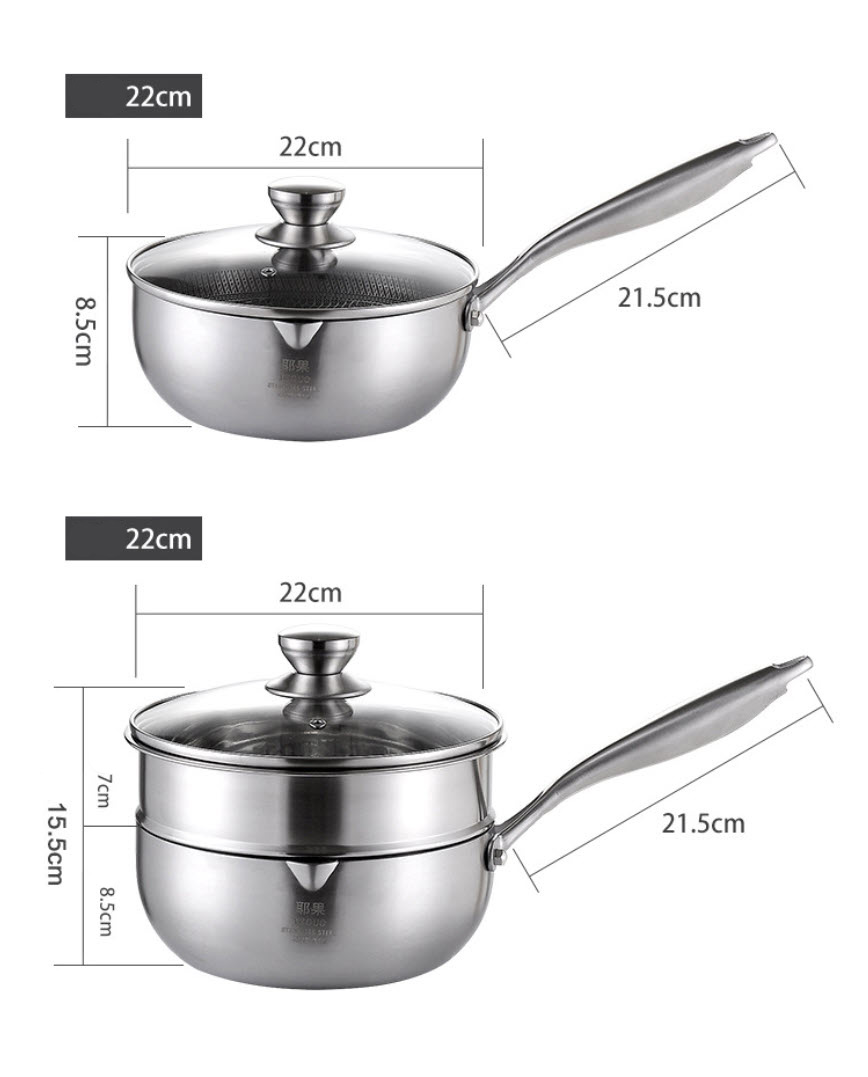 Nồi nấu sữa nồi chiên hấp đa năng inox 316 chống dính tổ ong CCD022
