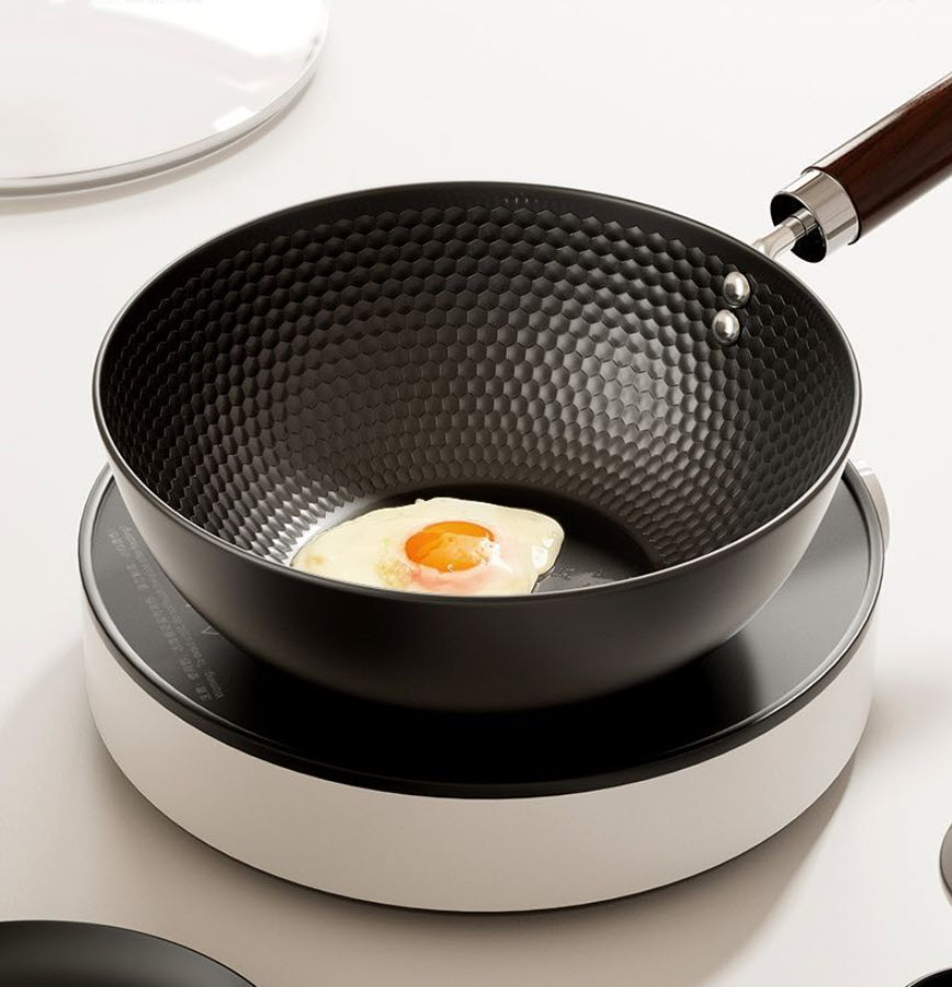Chảo thép vân 3D tổ ong dáng bầu sâu 8cm size 20-24cm WJ009