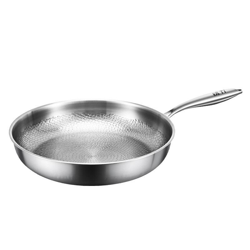 Chảo titanium vân vẩy cá chống dính tự nhiên đáy bằng size 26-30cm TI30
