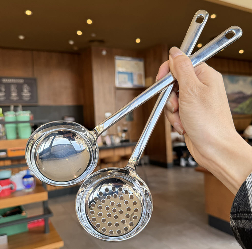 Bộ muỗng ăn lẩu inox 316 gồm muỗng múc và muỗng thủng đk7.5cm  KQP11