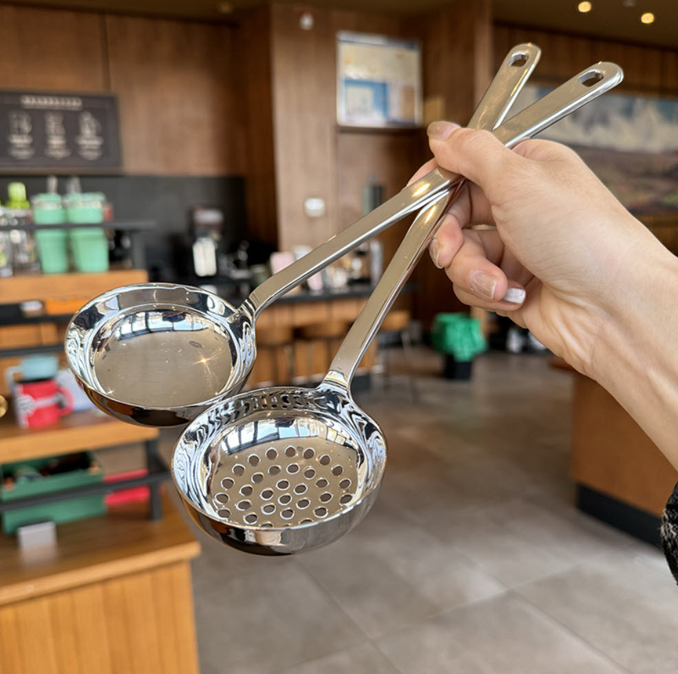 Bộ muỗng ăn lẩu inox 316 gồm muỗng múc và muỗng thủng đk7.5cm  KQP11