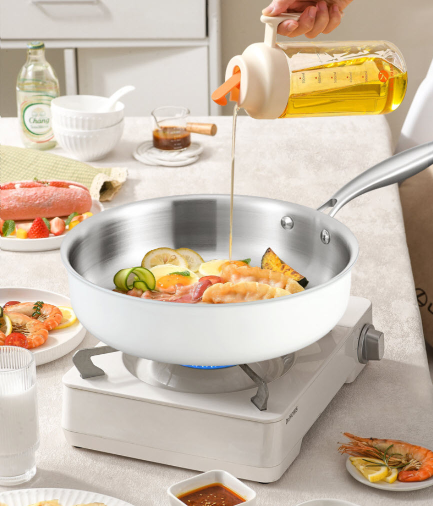 Chảo inox 316 đáy bằng phủ ceramic bên ngoài size 24-32cm KQJG316