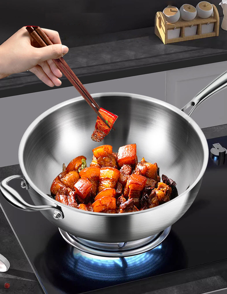 Chảo bầu inox 316 size 32-38cm nắp inox dạng bầu 316JS