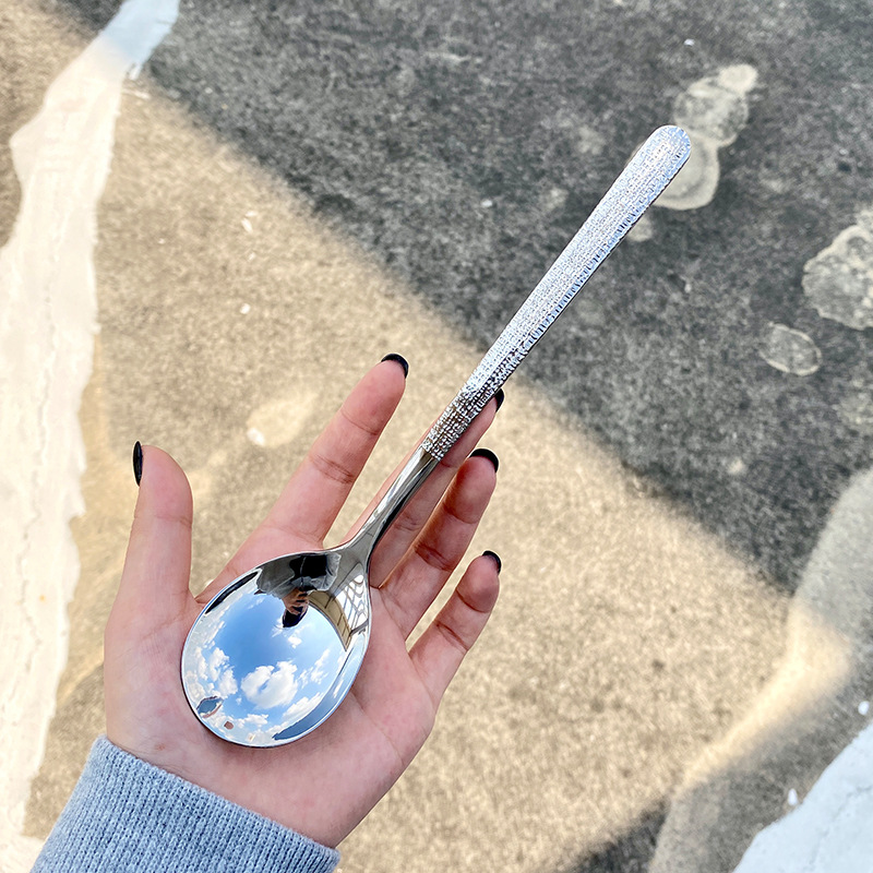 Muỗng soup inox 316 cao cấp 21cm cán cầm có vân CO928