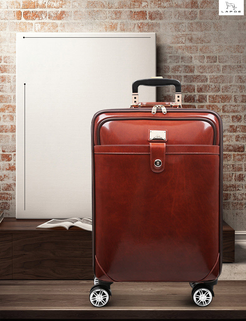 Vali kéo du lịch Lapoe Da Bò thật size 16-20 inch LB6816