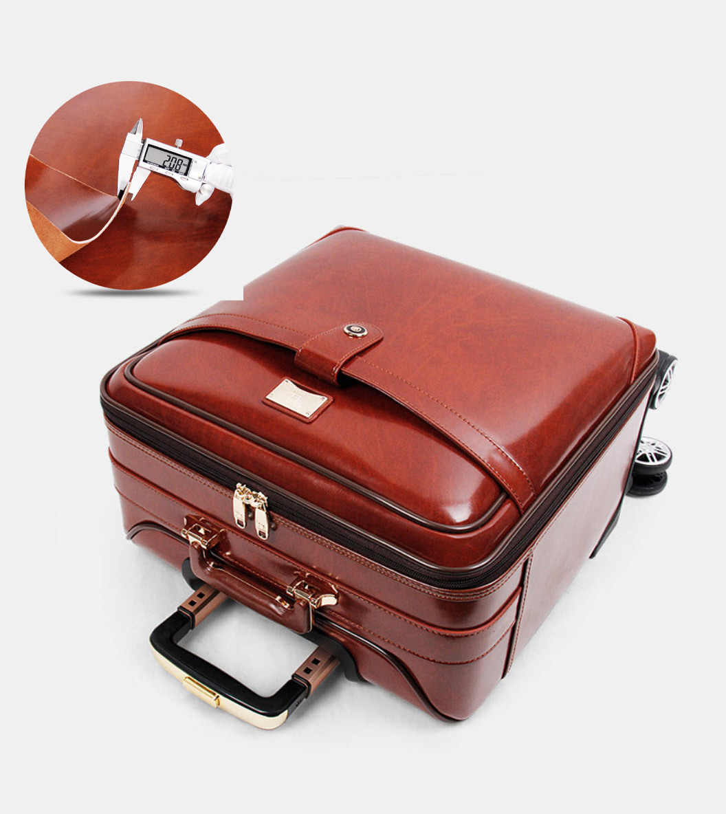 Vali kéo du lịch Lapoe Da Bò thật size 16-20 inch LB6816
