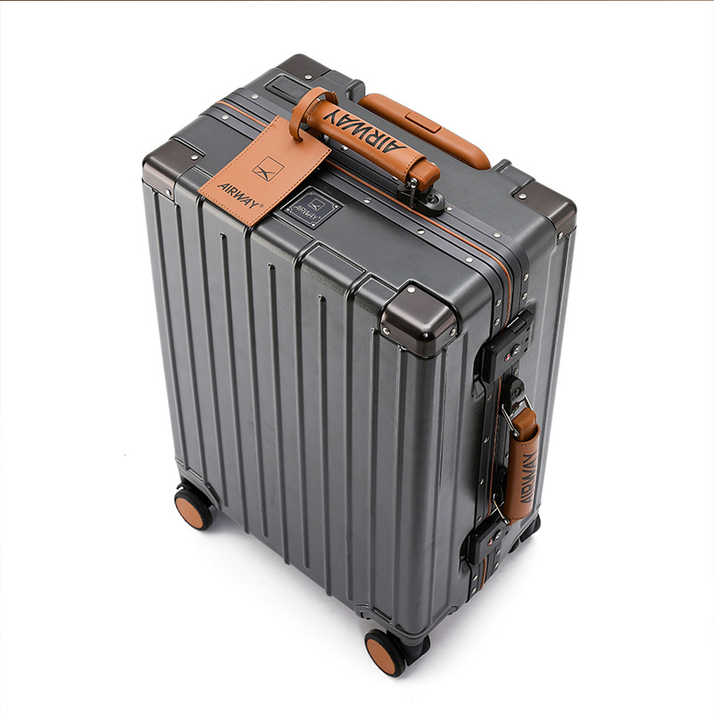 Vali kéo du lịch viền nhôm khóa đôi TSA cổng sạc USB size 20-28inch AW012