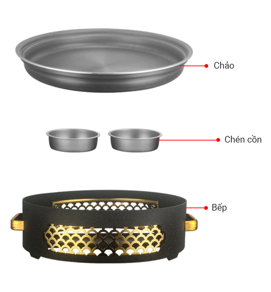 Bộ chảo hâm nóng Cá các món Lagu Crawfish Cua hấp Sườn cay kèm bếp cồn GCH011