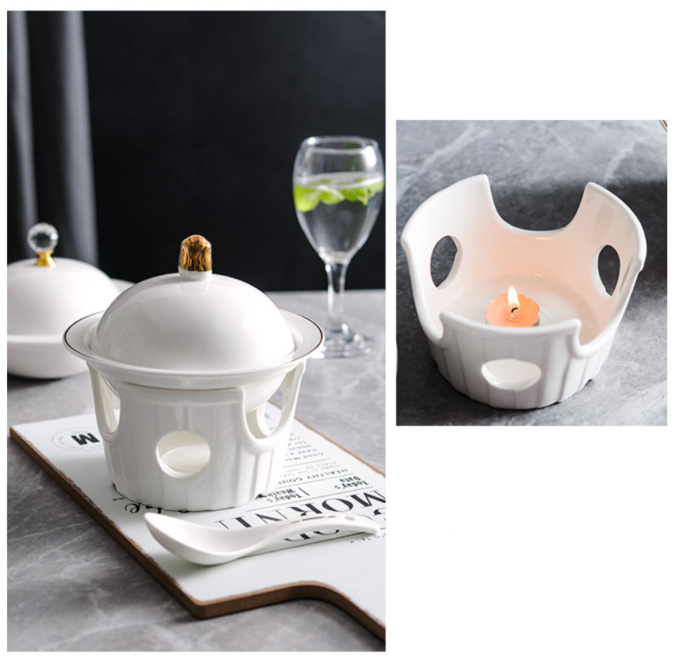 Bát sứ hâm nóng Tổ Yến Hải Sâm Bào Ngư Vi Cá các món ăn kèm bếp dùng nến YF8899