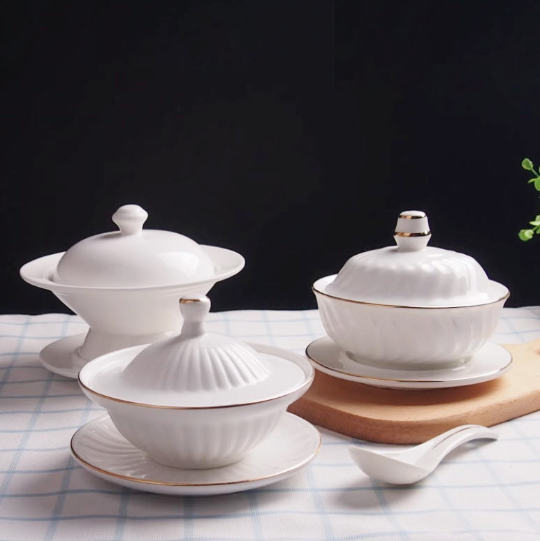 Bát đựng Tổ Yến Bào Ngư Hải Sâm Vi Cá có nắp SN1011