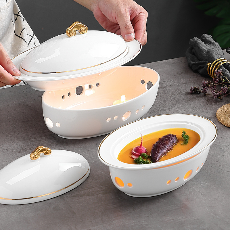Nồi hâm nóng thức ăn bằng nến giữ nóng Cá, Hải Sâm, Bào Ngư PBC011