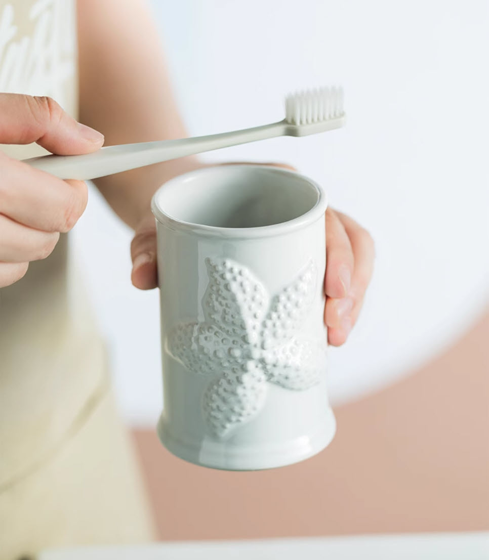 Bộ đồ dùng nhà tắm Vỏ Sò Sao Biển sứ trắng 4 món đựng xà bông rửa tay đựng xà bông cục ZANE21B