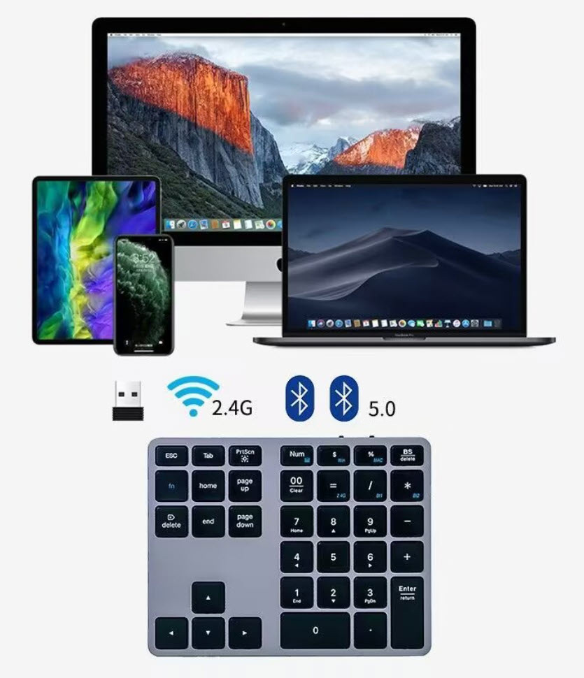 Bàn phím số không dây đa năng có bluetooth pin 300mAh JM011 vỏ hợp kim nhôm
