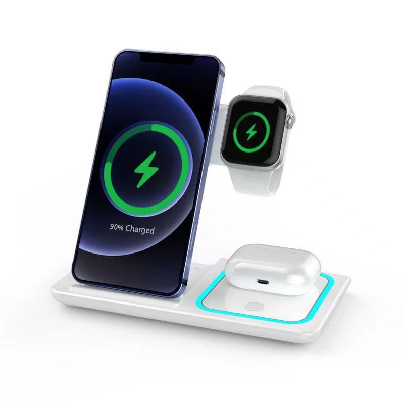 Đế sạc không dây 3 in 1 cho điện thoại, đồng hồ, airpods MT-X455 giao thức QC3.0 15W