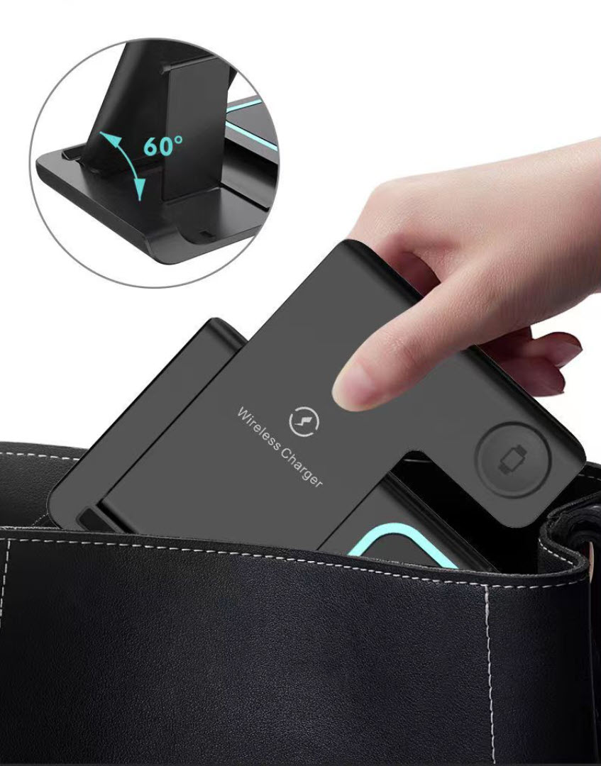 Đế sạc không dây 3 in 1 cho điện thoại, đồng hồ, airpods MT-X455 giao thức QC3.0 15W