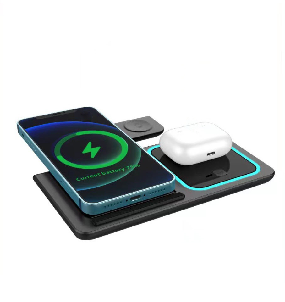 Đế sạc không dây 3 in 1 cho điện thoại, đồng hồ, airpods MT-X455 giao thức QC3.0 15W
