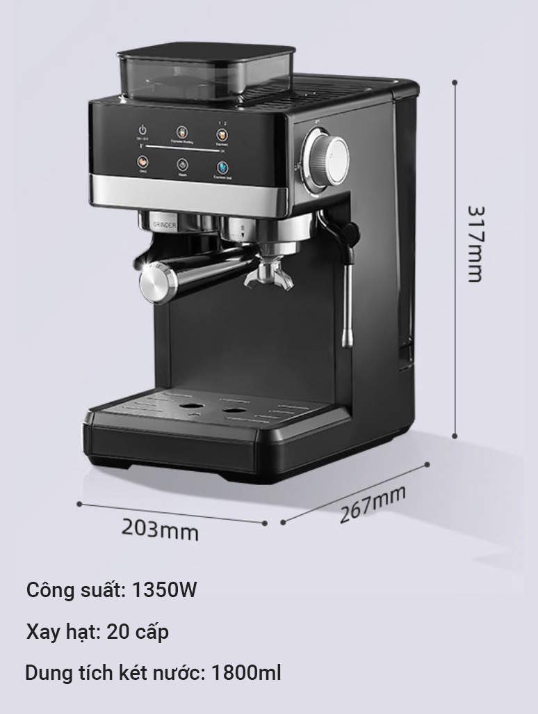 Máy pha cafe tự động Espresso & Cappuccino có chức năng đánh sữa CM5520 công suất 1350w