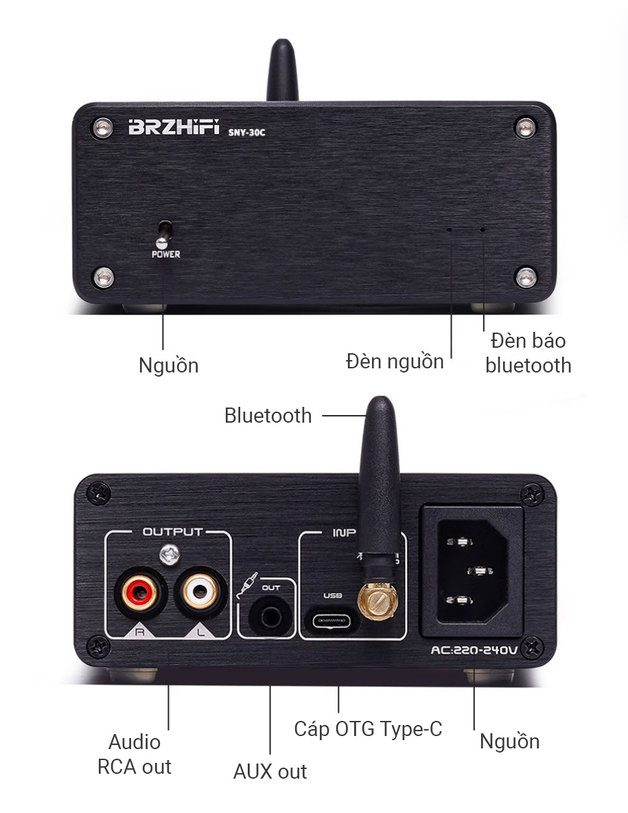 Bộ giải mã âm thanh DAC chip đôi PCM1794 bluetooth 5.4 model SNY-30C